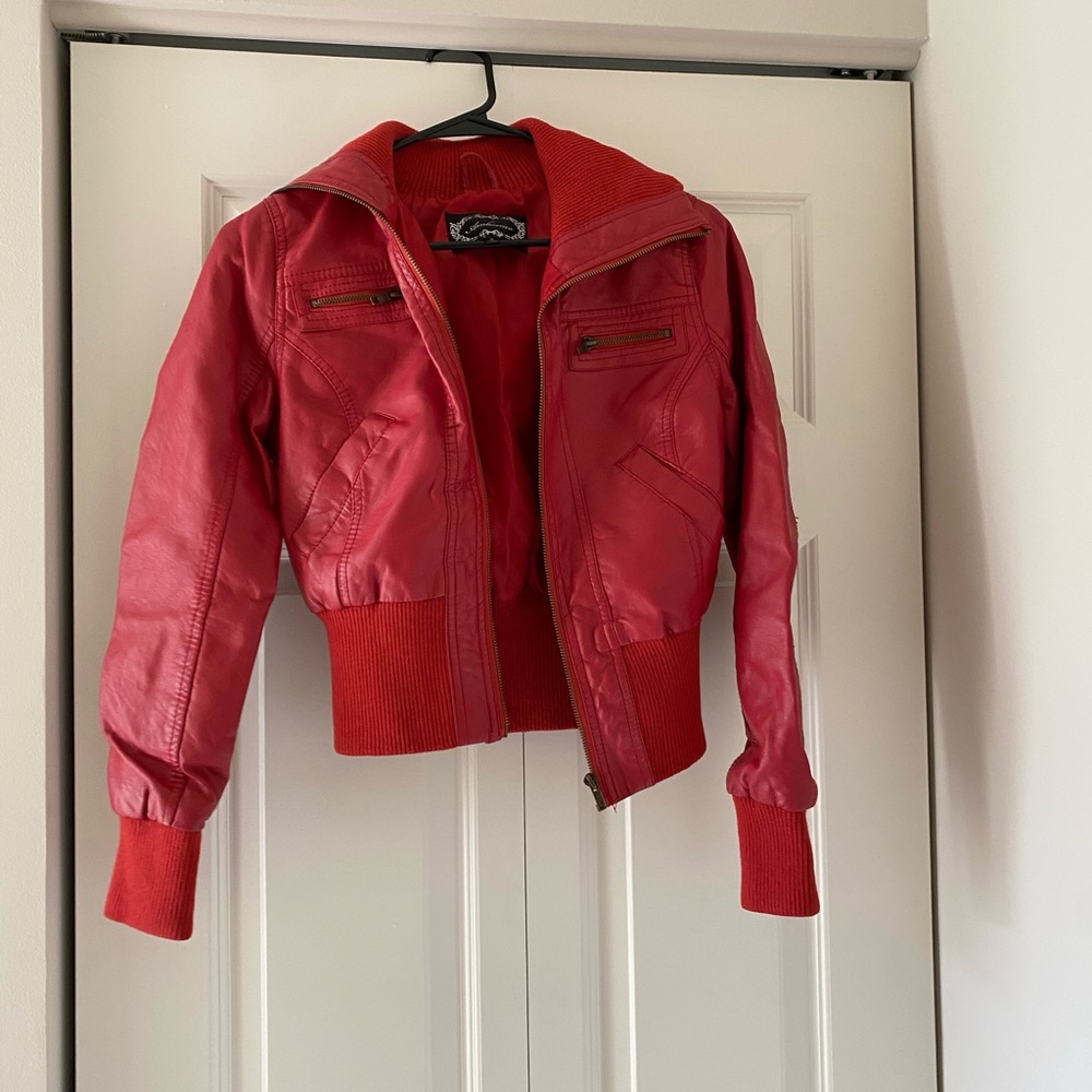 Red leather jacket